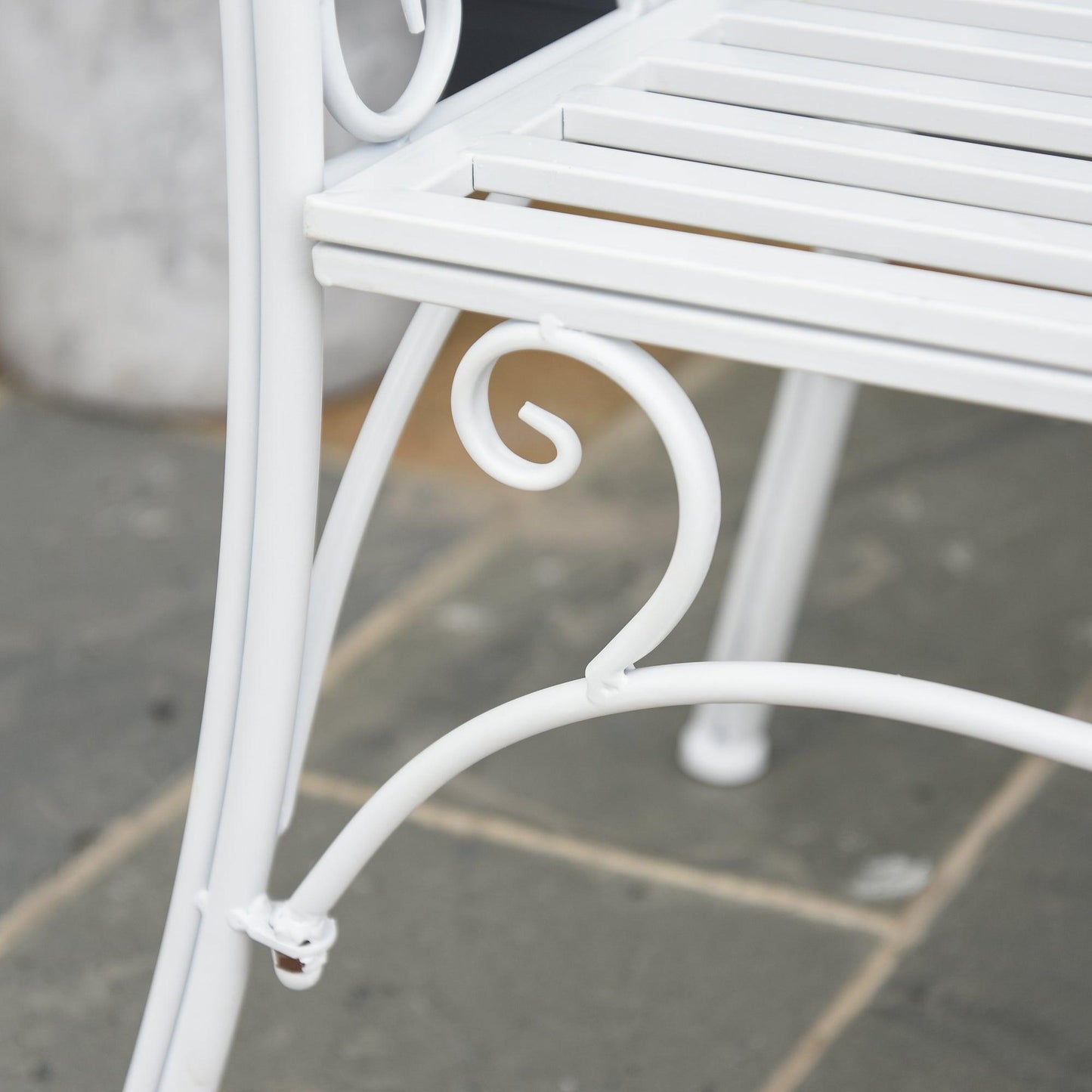 Outsunny Outdoor Metal Garden Bench, White Loveseat - ALL4U RETAILER LTD