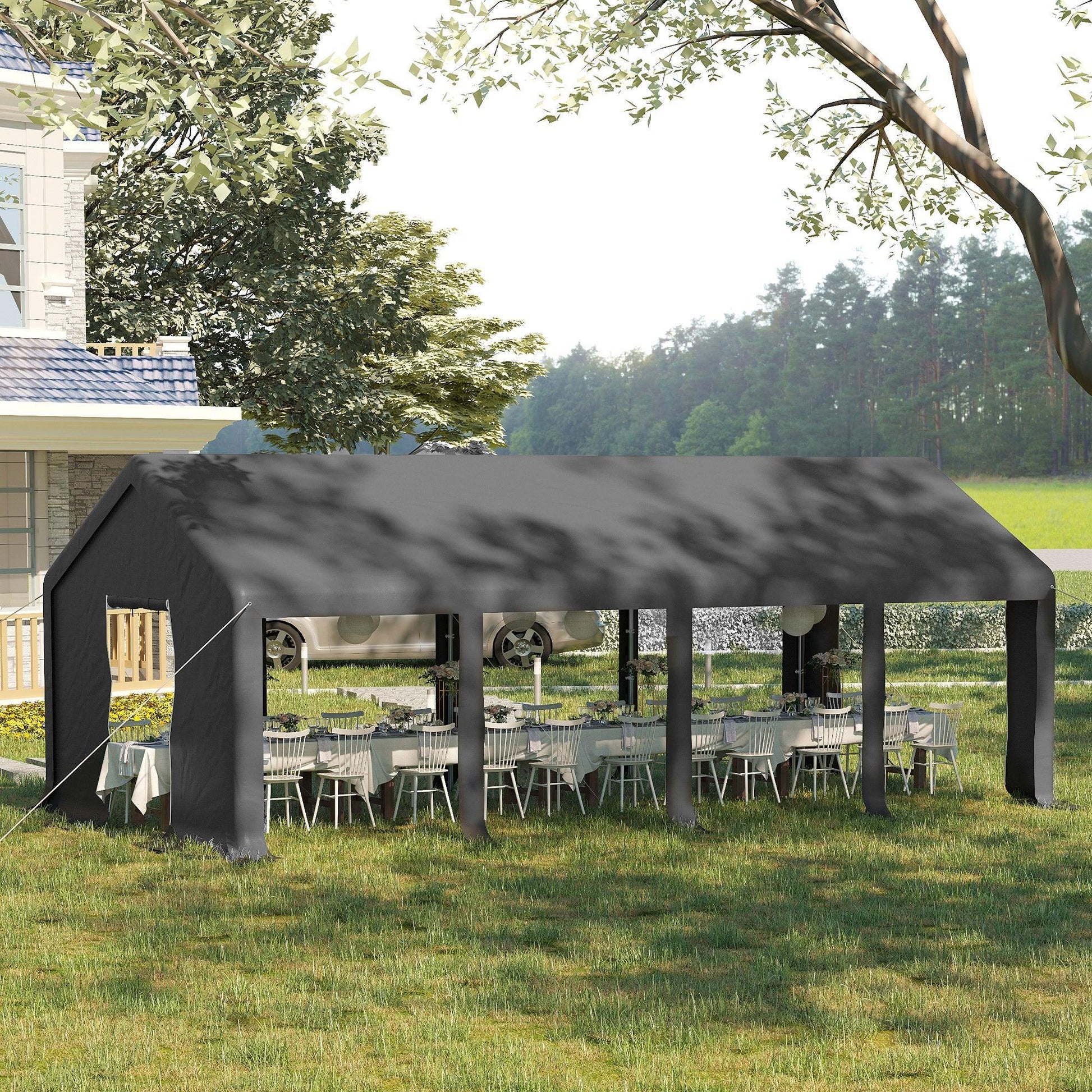 Outsunny Outdoor Party Canopy Tent - Dark Grey - ALL4U RETAILER LTD