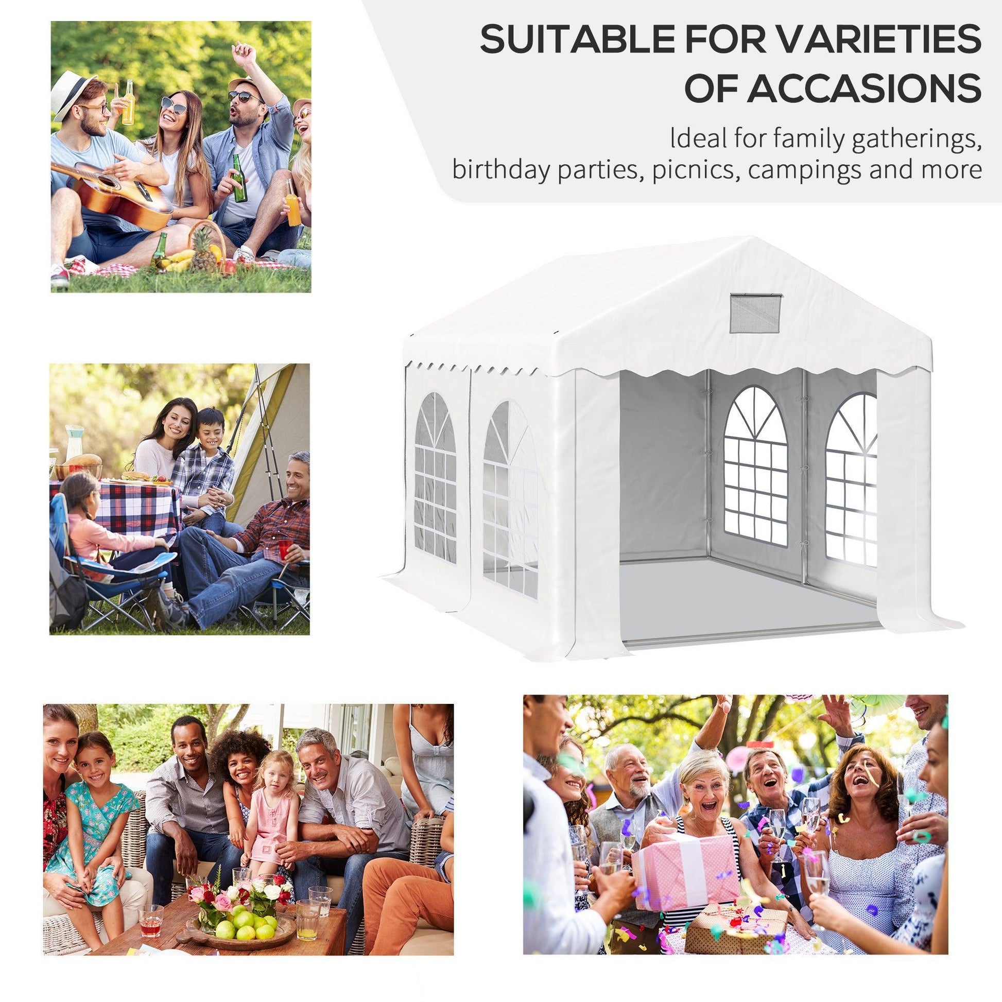 Outsunny Outdoor Party Tent with Removable Walls & Windows - ALL4U RETAILER LTD