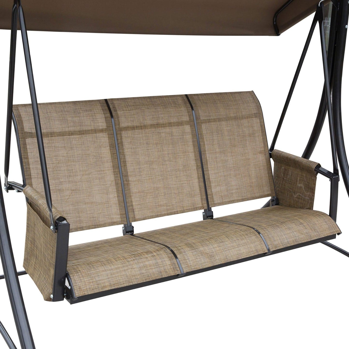 Outsunny Outdoor Patio Porch Swing Chair with Canopy - Brown - ALL4U RETAILER LTD