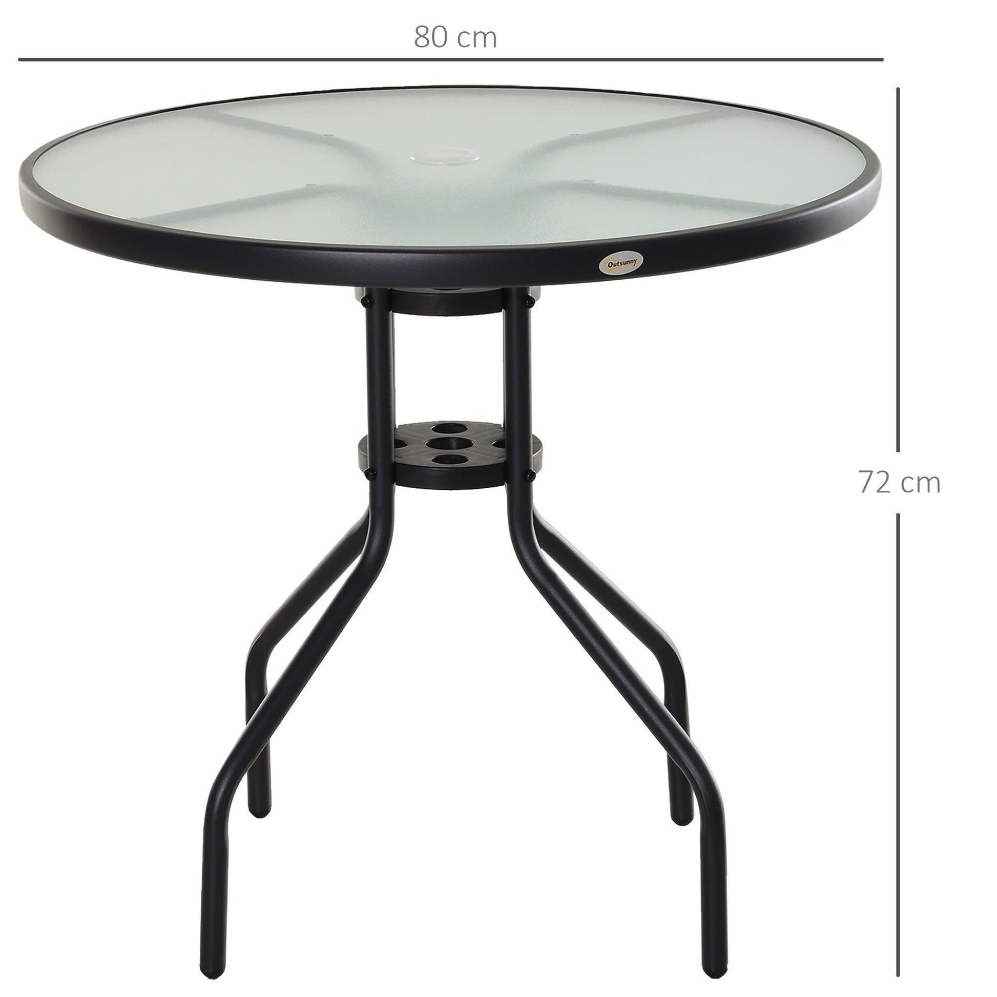 Outsunny Outdoor Patio Table - Round Tempered Glass Top - ALL4U RETAILER LTD