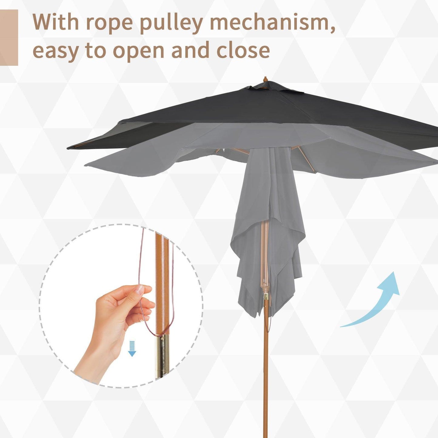 Outsunny Outdoor Patio Umbrella, Dark Grey, 2x3m - ALL4U RETAILER LTD