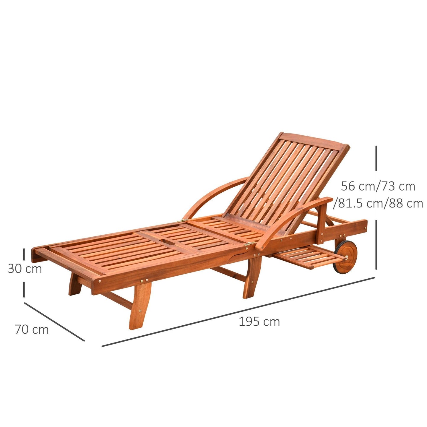 Outsunny Outdoor Patio Wooden Sun Lounger Recliner - Foldable - ALL4U RETAILER LTD