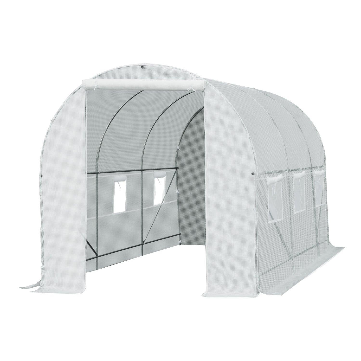 Outsunny Outdoor Poly Tunnel Greenhouse - White 4.5 x 2m - ALL4U RETAILER LTD