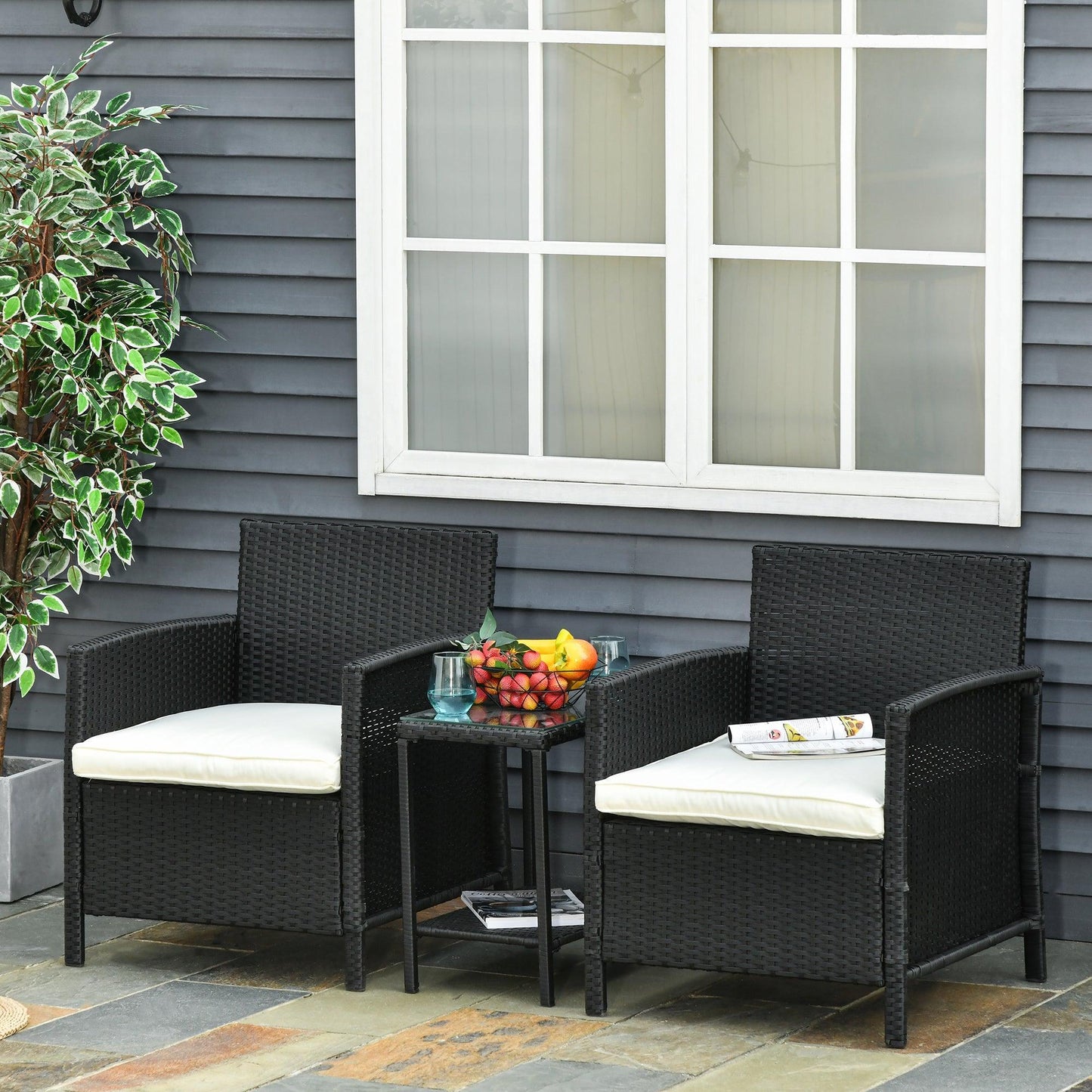 Outsunny Outdoor Rattan Bistro Set - Jack & Jill Seating - ALL4U RETAILER LTD