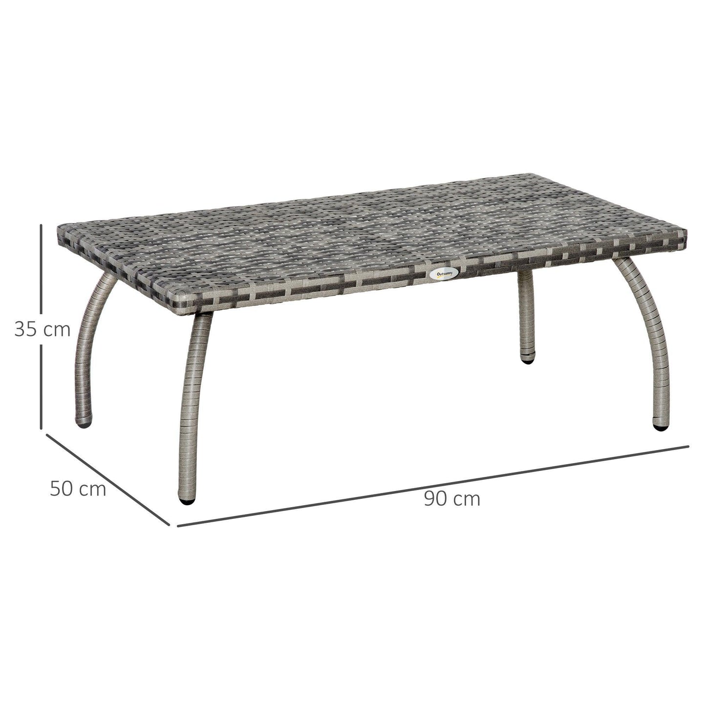 Outsunny Outdoor Rattan Coffee Table - All-Weather Wicker - ALL4U RETAILER LTD