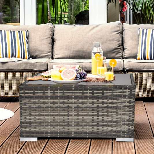 Outsunny Outdoor Rattan Coffee Table, Enhanced Décor - ALL4U RETAILER LTD