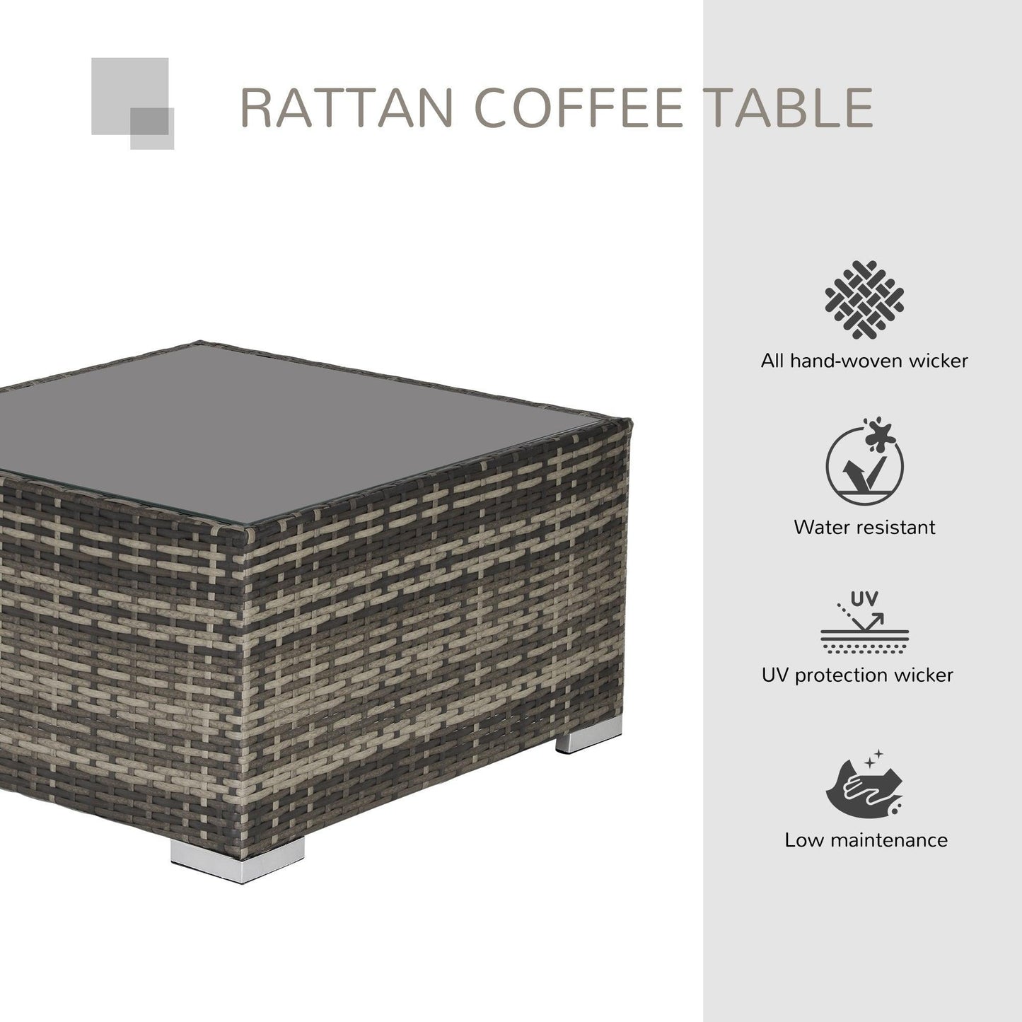 Outsunny Outdoor Rattan Coffee Table, Enhanced Décor - ALL4U RETAILER LTD