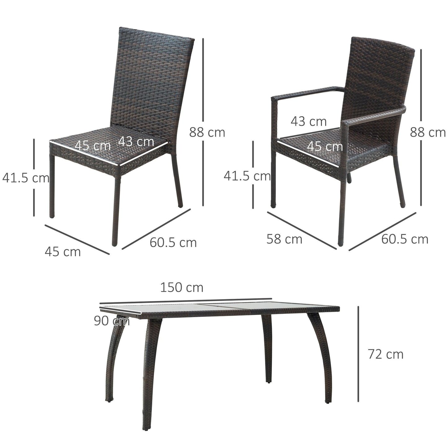 Outsunny Outdoor Rattan Dining Set: 6 Chairs and Table - ALL4U RETAILER LTD