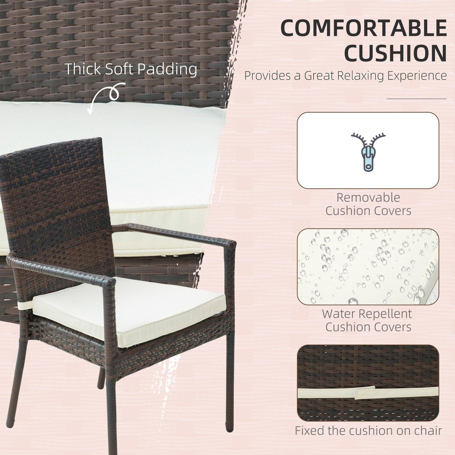 Outsunny Outdoor Rattan Dining Set: 6 Chairs and Table - ALL4U RETAILER LTD