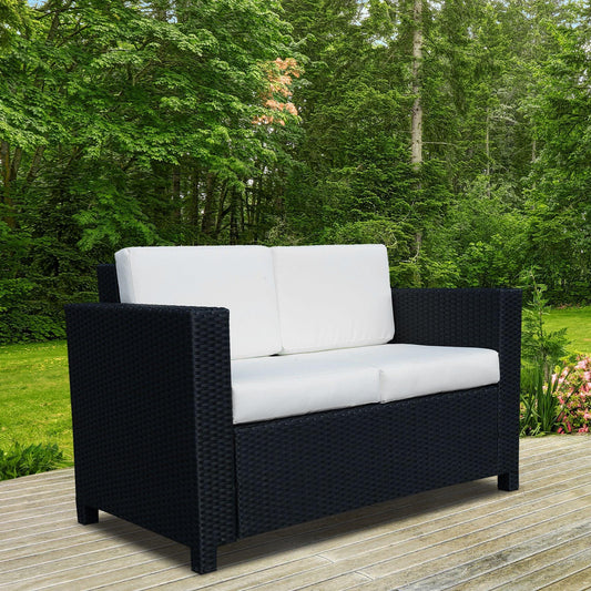 Outsunny Outdoor Rattan Loveseat - Black - ALL4U RETAILER LTD