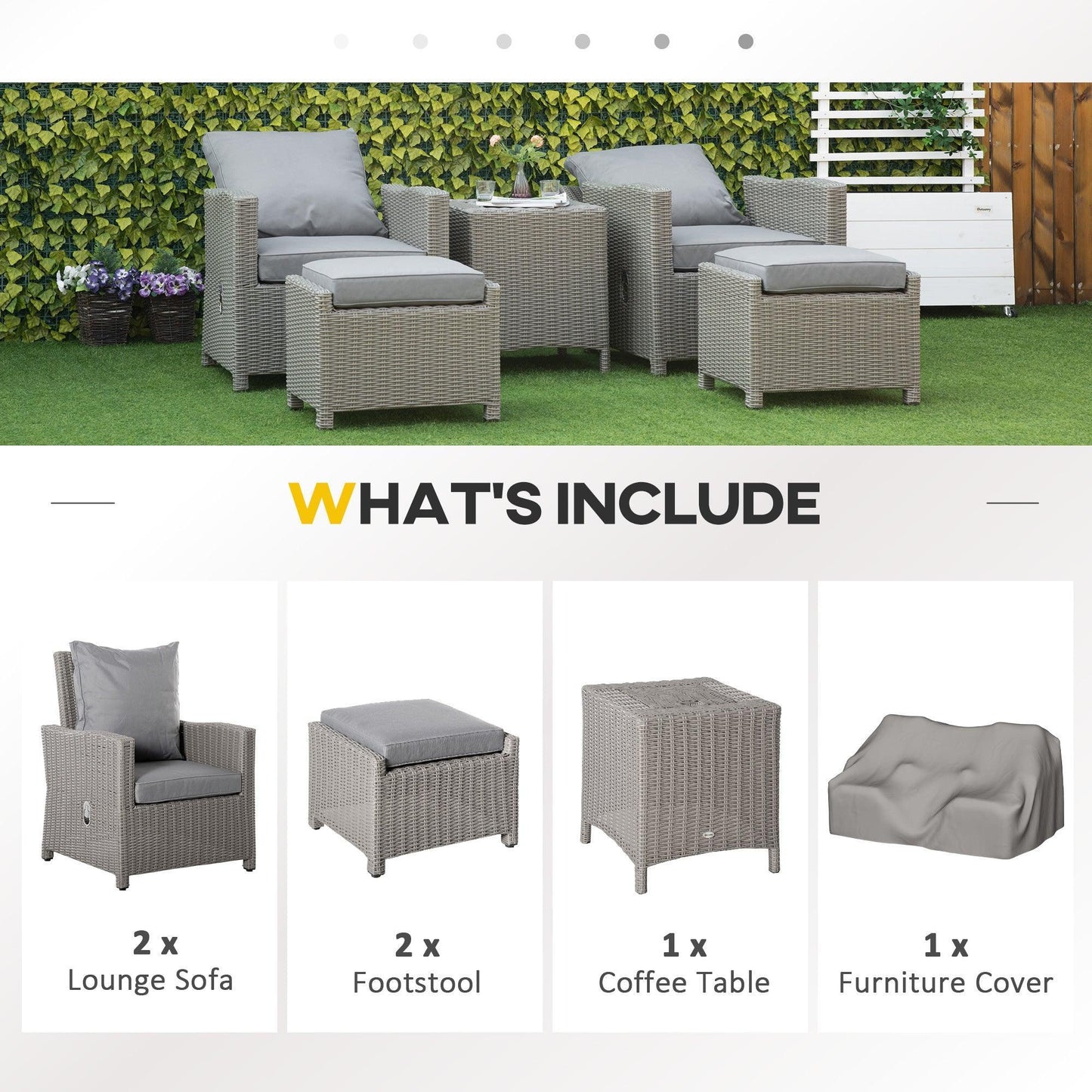 Outsunny Outdoor Rattan Patio Set - 2 Seater Lounge Sofa - ALL4U RETAILER LTD