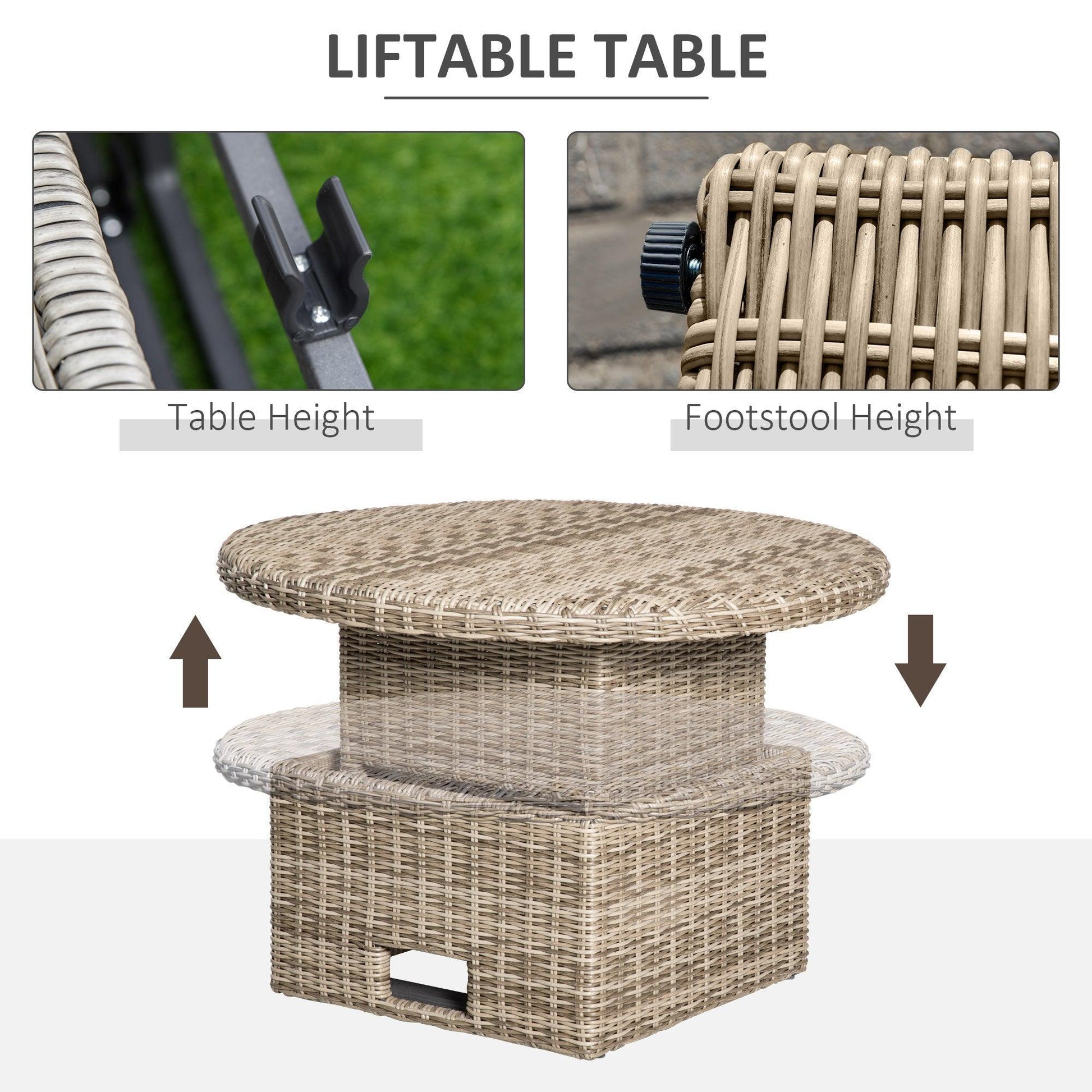 Outsunny Outdoor Rattan Patio Set - Grey, 6-Seater - ALL4U RETAILER LTD