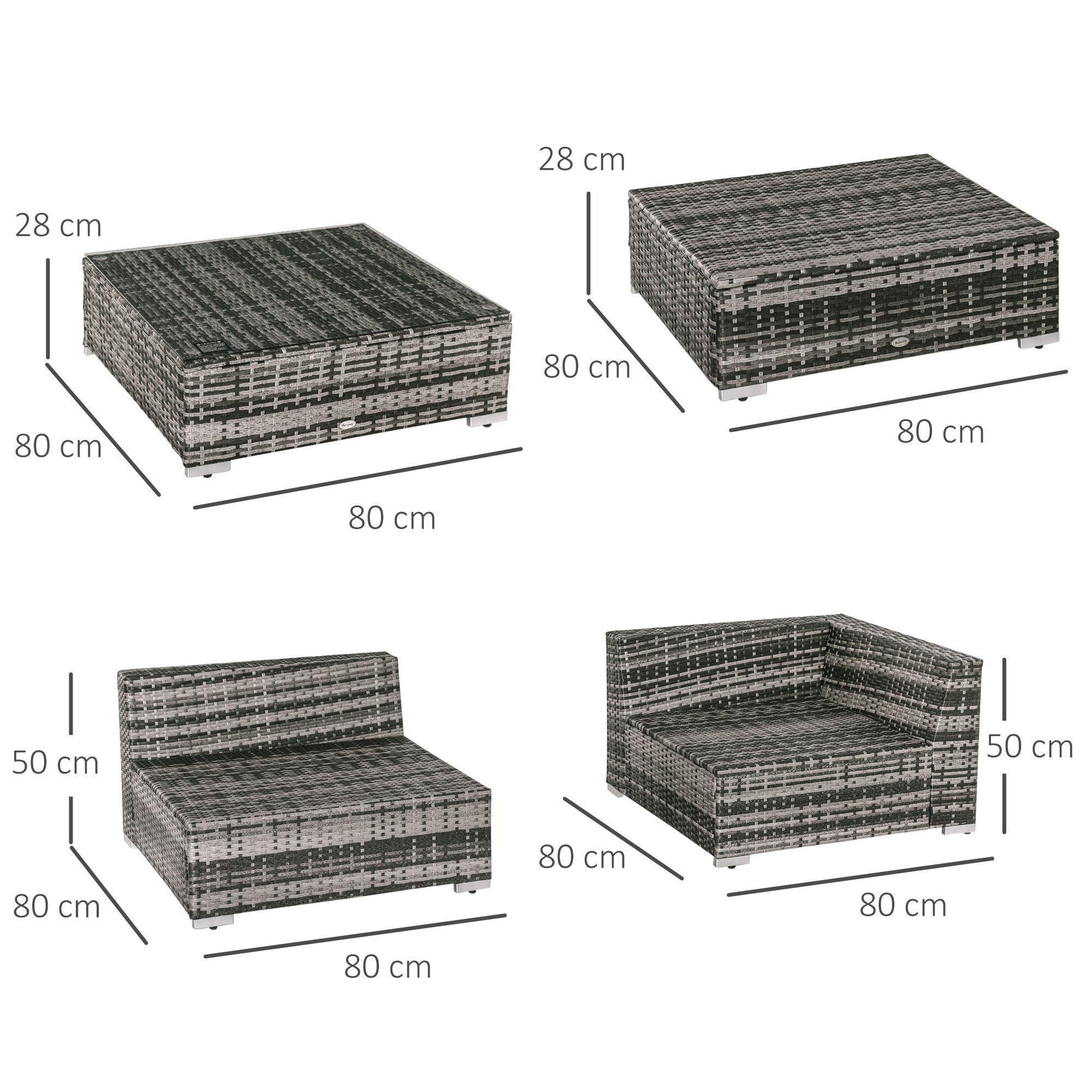 Outsunny Outdoor Rattan Sofa Set for Garden - Grey - ALL4U RETAILER LTD