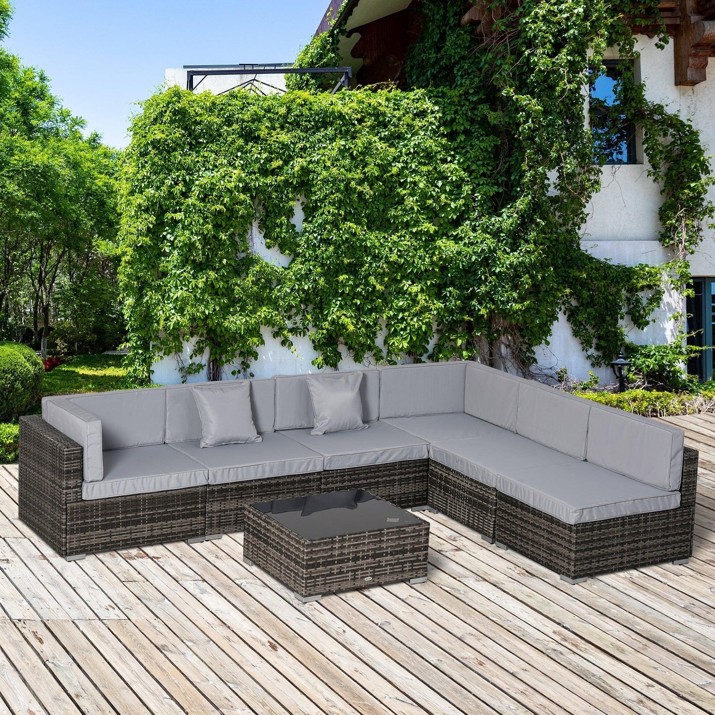 Outsunny Outdoor Rattan Sofa Set with Cushions - 7PC - ALL4U RETAILER LTD