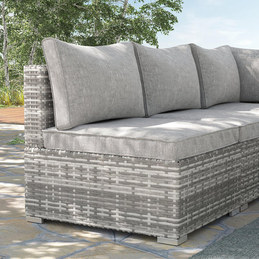 Outsunny Outdoor Rattan Sofa with Cushions - Light Grey - ALL4U RETAILER LTD