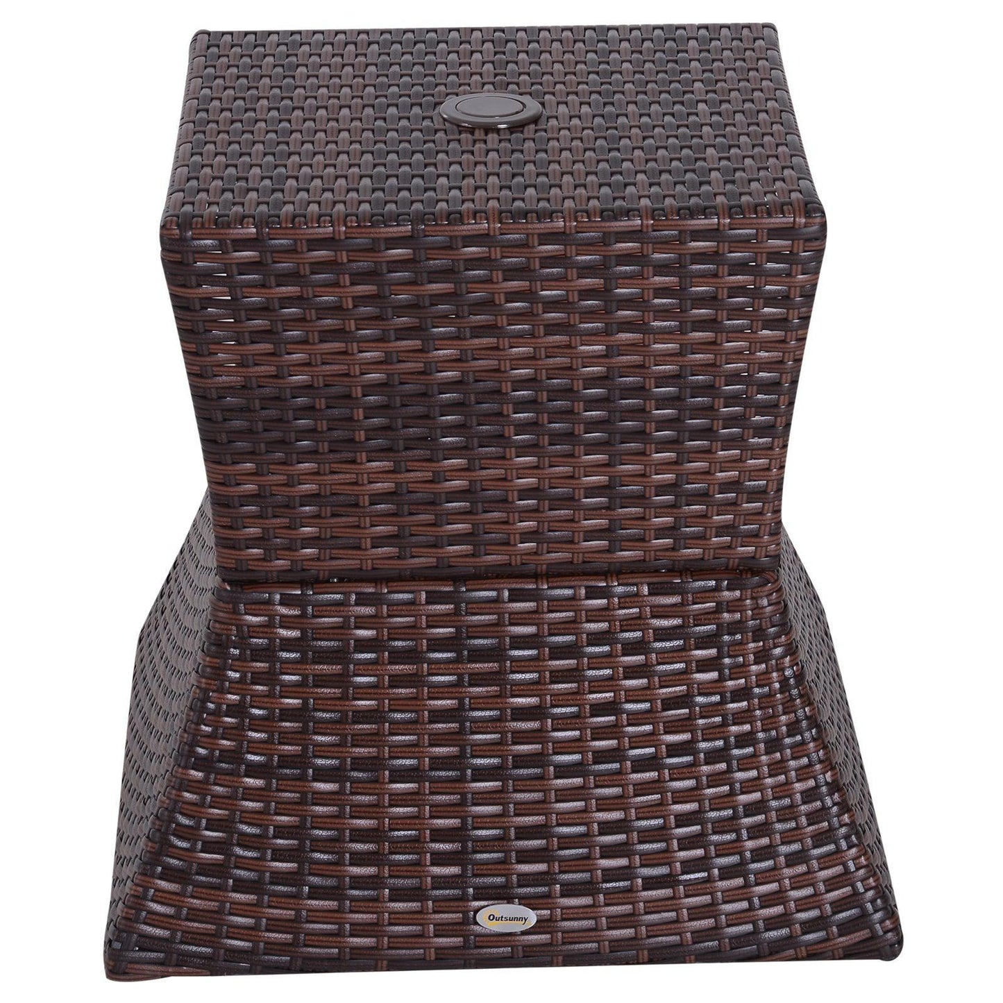 Outsunny Outdoor Rattan Table with Umbrella Hole & Storage, Brown - ALL4U RETAILER LTD