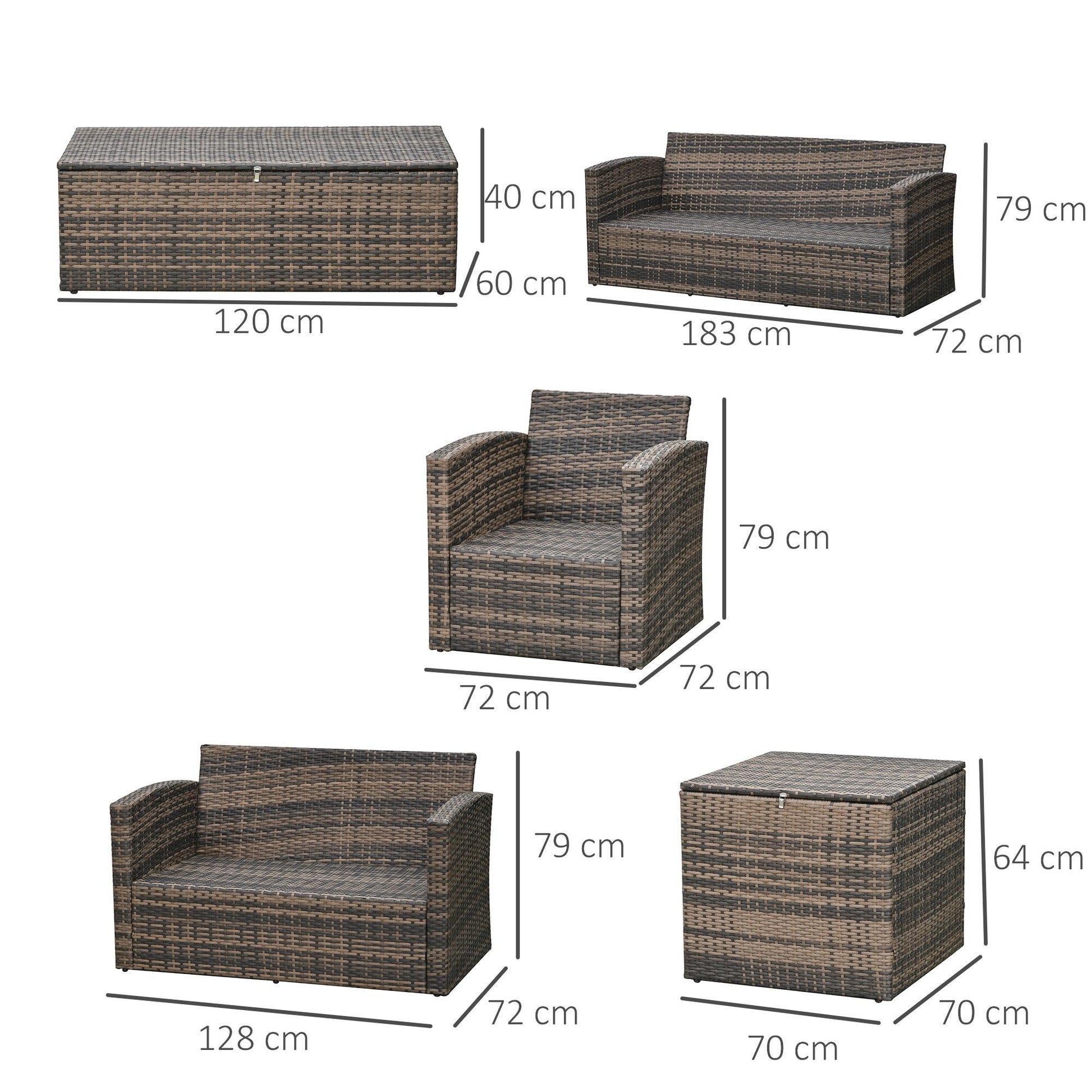 Outsunny Outdoor Rattan Wicker Sofa Set - Comfortable Patio Seating - ALL4U RETAILER LTD