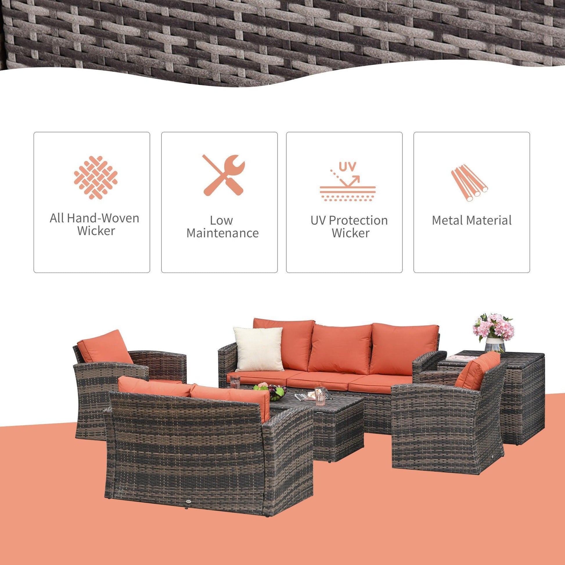 Outsunny Outdoor Rattan Wicker Sofa Set - Comfortable Patio Seating - ALL4U RETAILER LTD