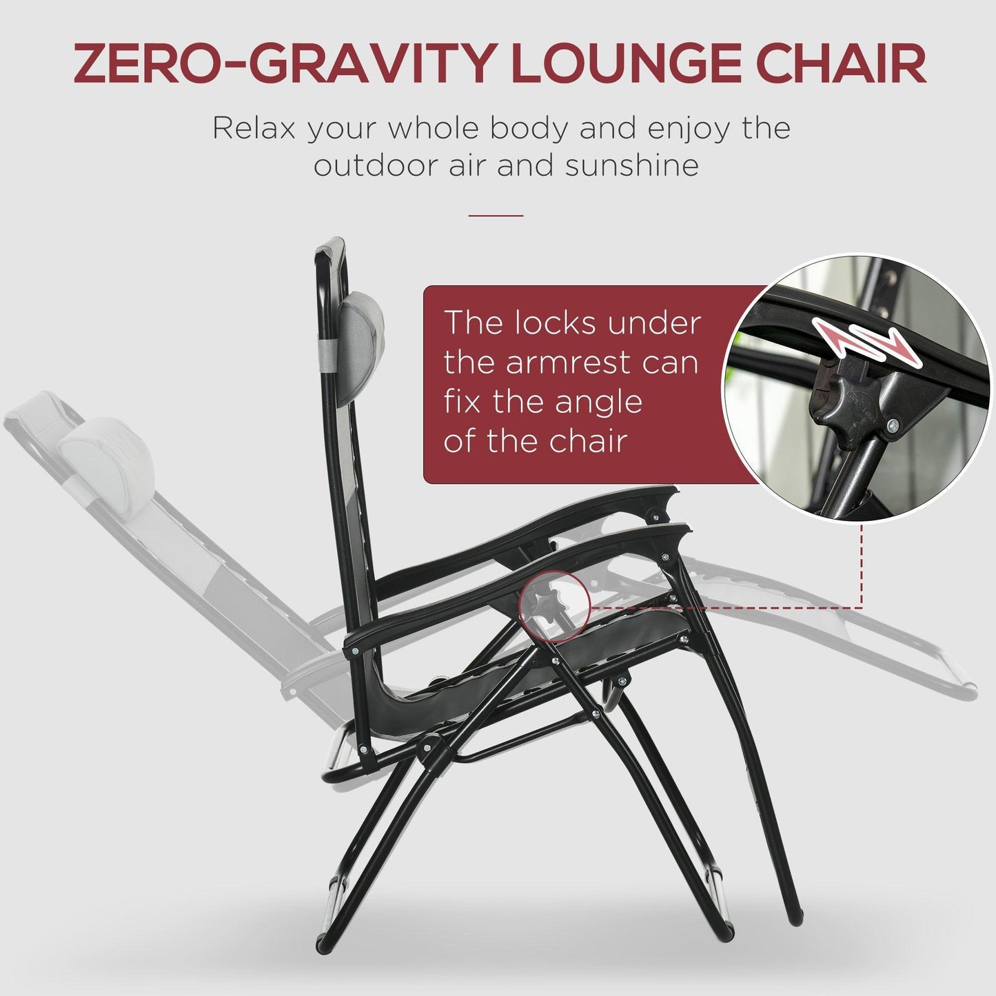 Outsunny Outdoor Recliners Set, Foldable Zero Gravity Chairs, Grey - ALL4U RETAILER LTD