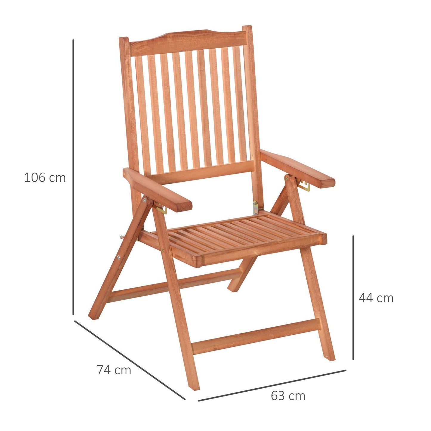 Outsunny Outdoor Reclining Acacia Wood Dining Chair: 5-Position - ALL4U RETAILER LTD