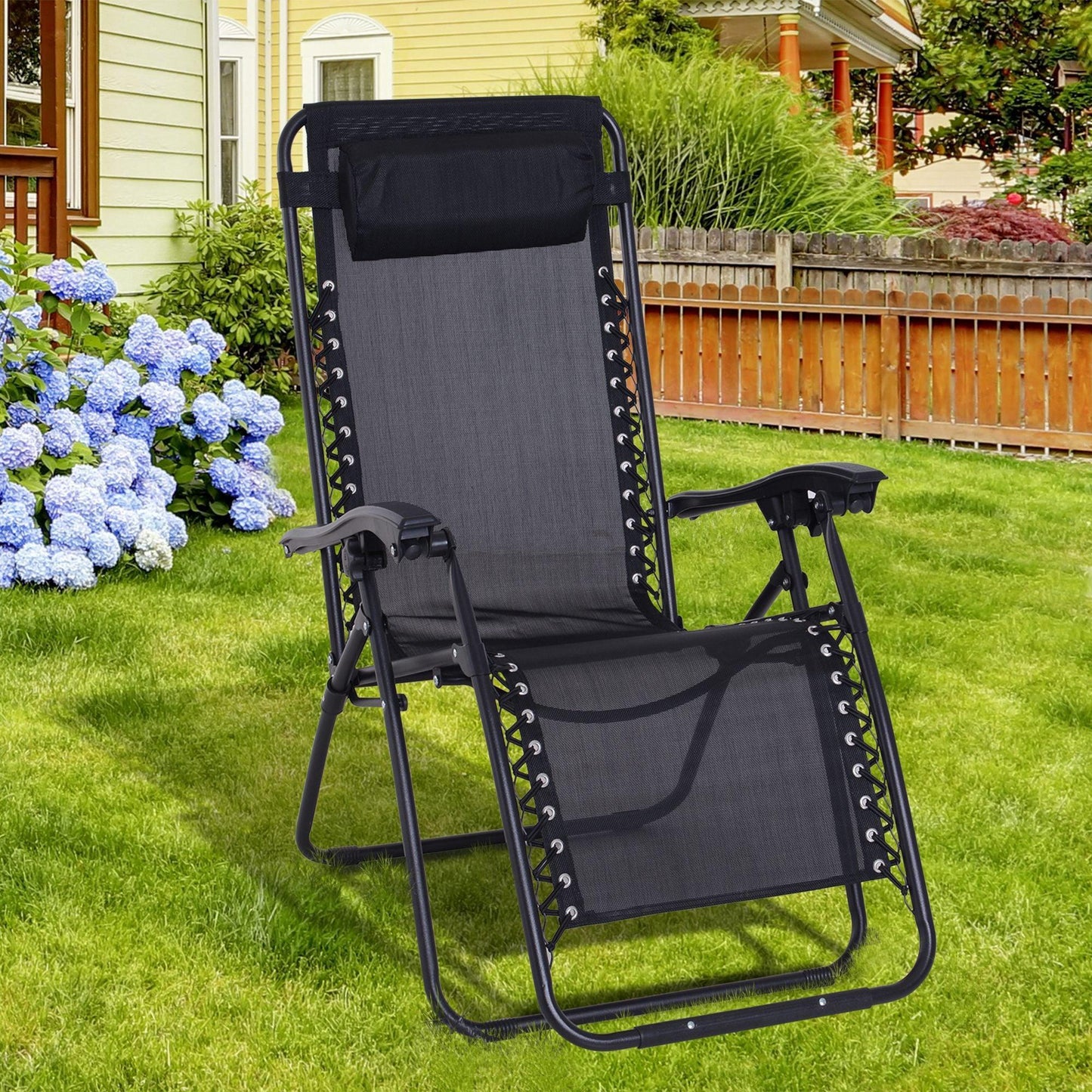 Outsunny Outdoor Reclining Armchair with Headrest for Patio - ALL4U RETAILER LTD