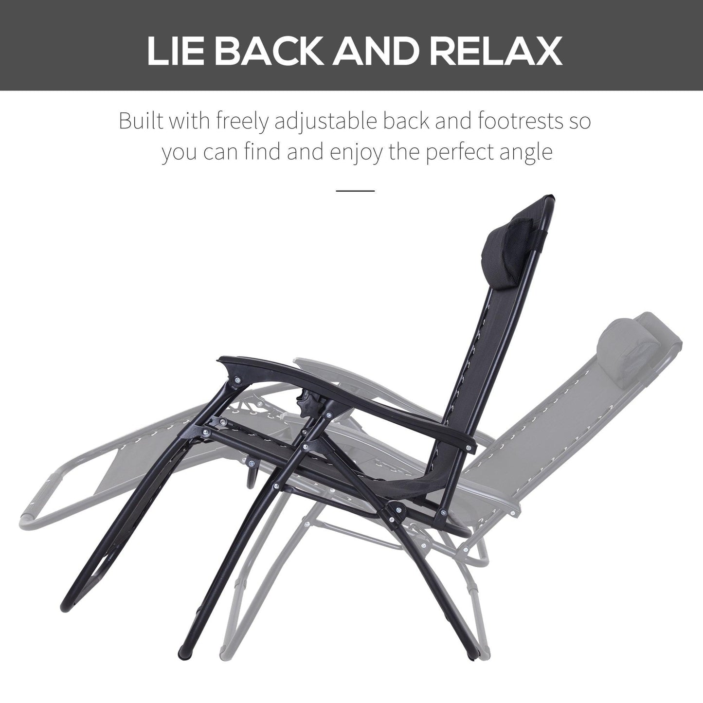 Outsunny Outdoor Reclining Armchair with Headrest for Patio - ALL4U RETAILER LTD