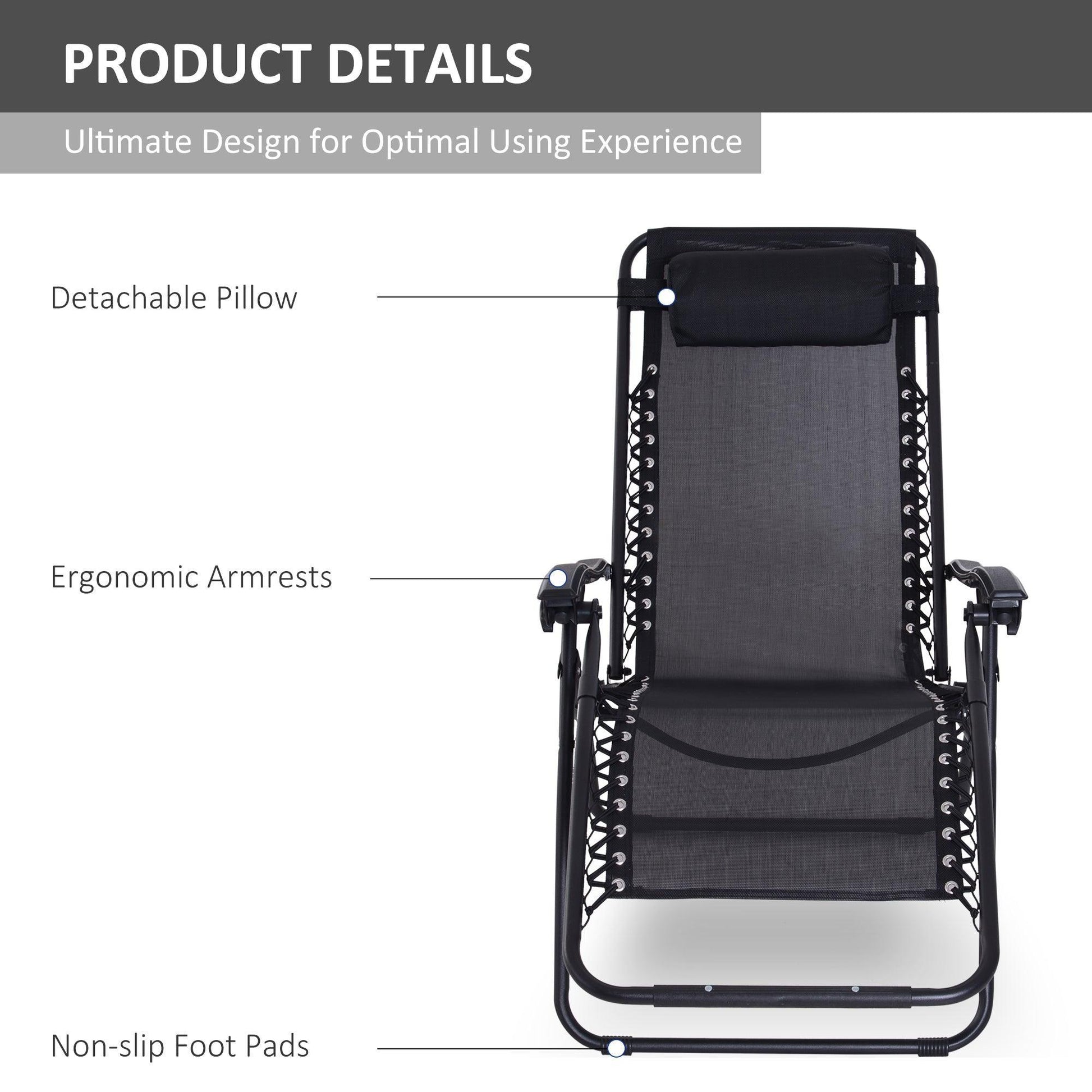 Outsunny Outdoor Reclining Armchair with Headrest for Patio - ALL4U RETAILER LTD