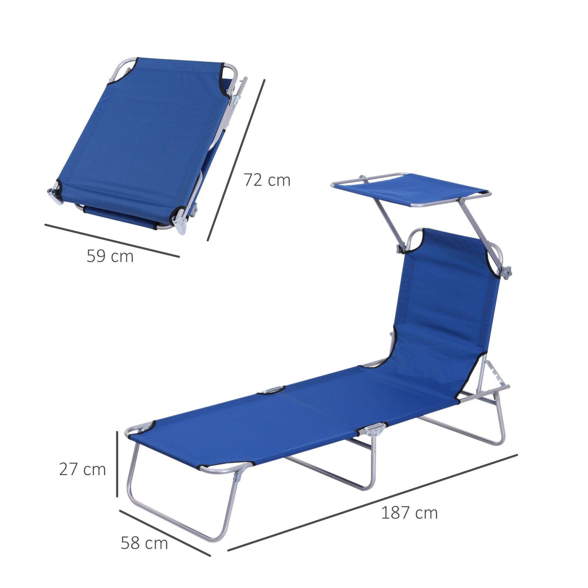 Outsunny Outdoor Reclining Chair with Sun Shade - ALL4U RETAILER LTD