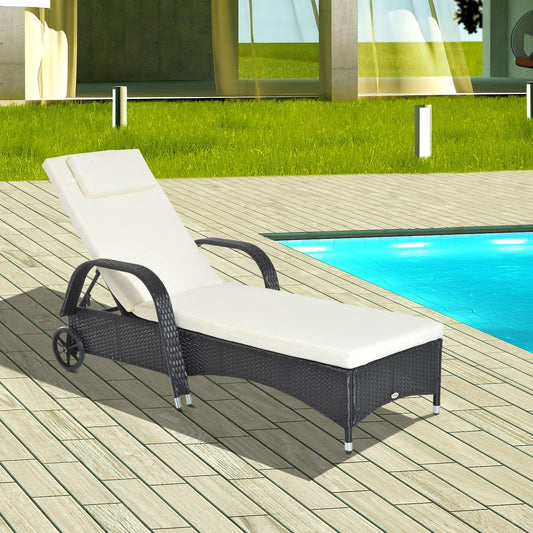 Outsunny Outdoor Reclining Lounger - Black - ALL4U RETAILER LTD