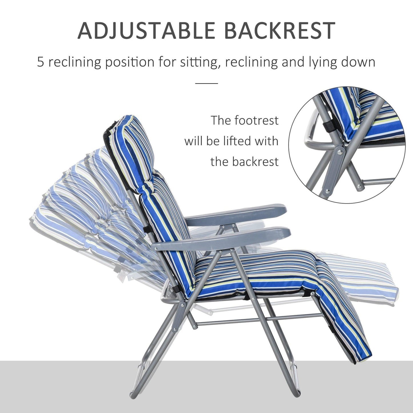 Outsunny Outdoor Reclining Lounger Set: Blue & White - ALL4U RETAILER LTD