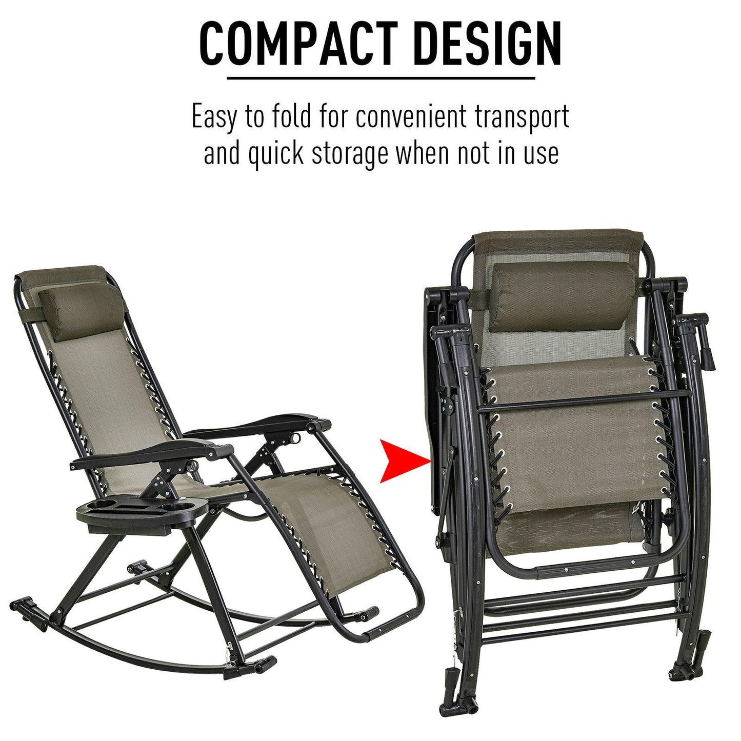 Outsunny Outdoor Rocking Chair - Adjustable Grey - ALL4U RETAILER LTD