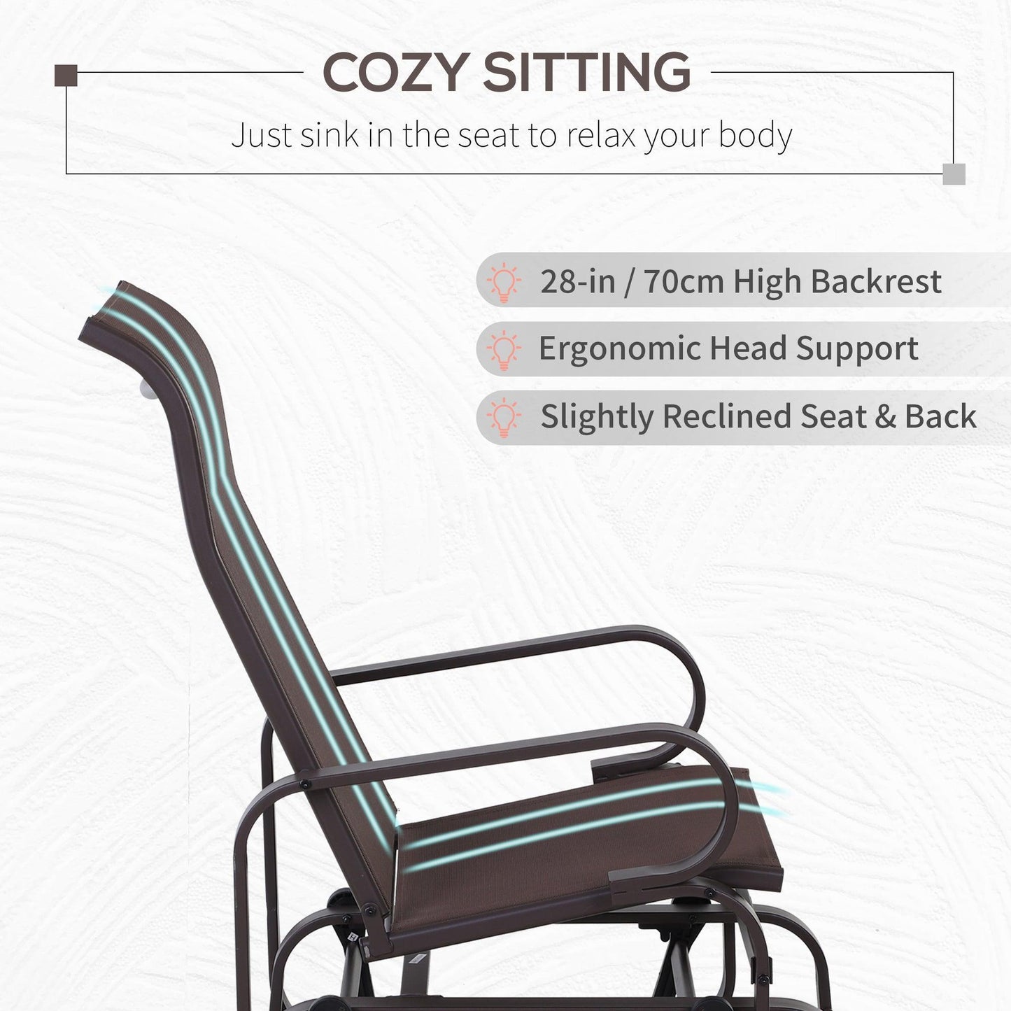 Outsunny Outdoor Rocking Chair: Comfortable Swing for Patio - ALL4U RETAILER LTD