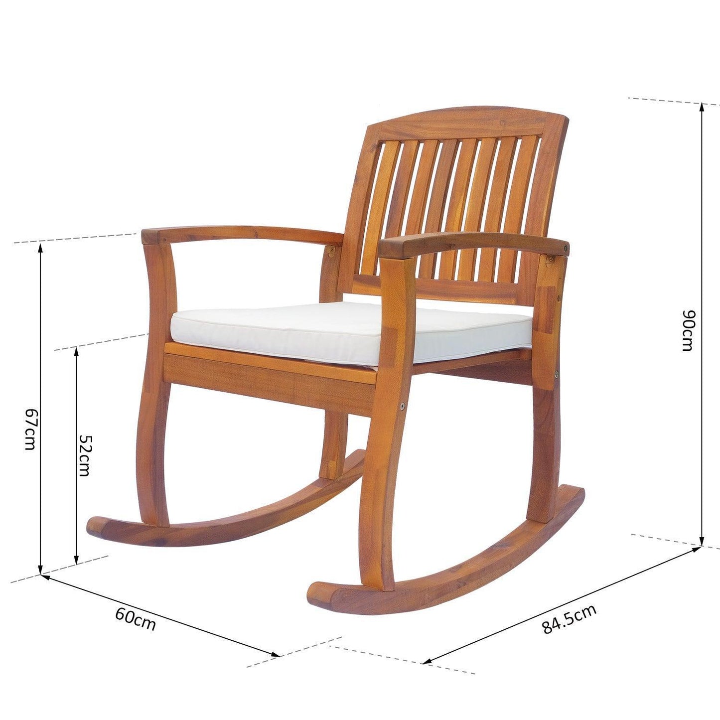 Outsunny Outdoor Rocking Chair with Cushion - Acacia Wood - ALL4U RETAILER LTD