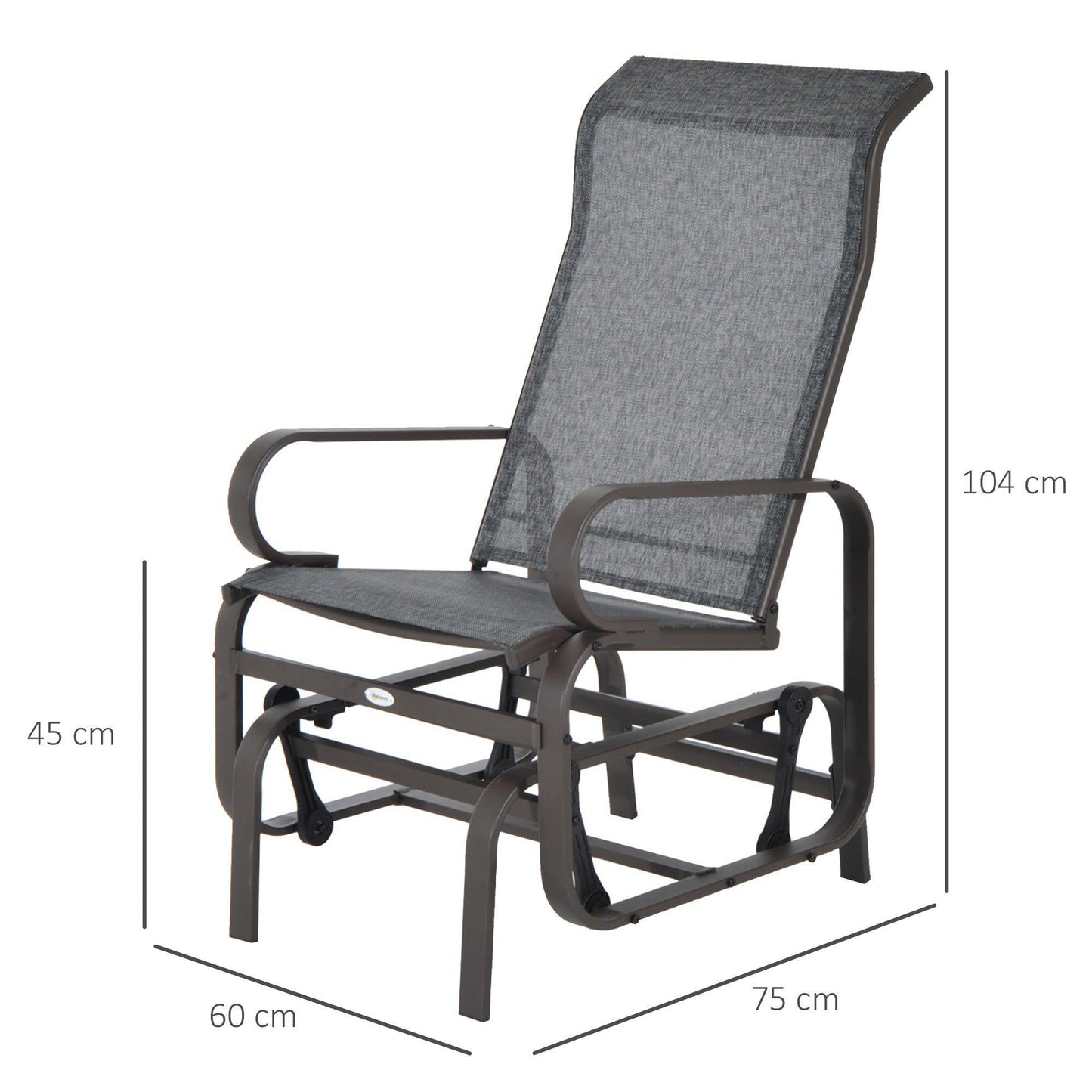 Outsunny Outdoor Rocking Chair with Metal Frame for Patio, Backyard - ALL4U RETAILER LTD