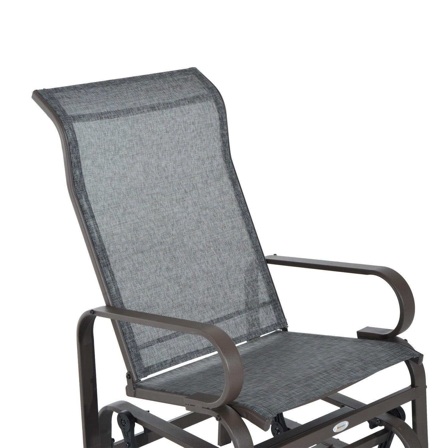 Outsunny Outdoor Rocking Chair with Metal Frame for Patio, Backyard - ALL4U RETAILER LTD