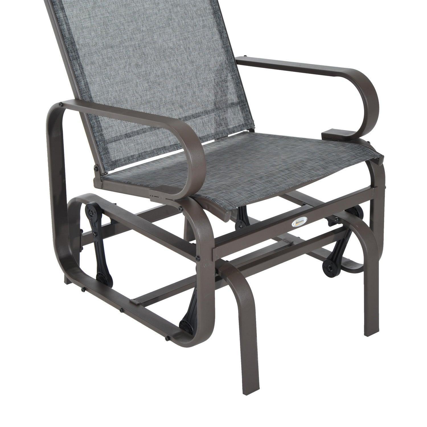 Outsunny Outdoor Rocking Chair with Metal Frame for Patio, Backyard - ALL4U RETAILER LTD