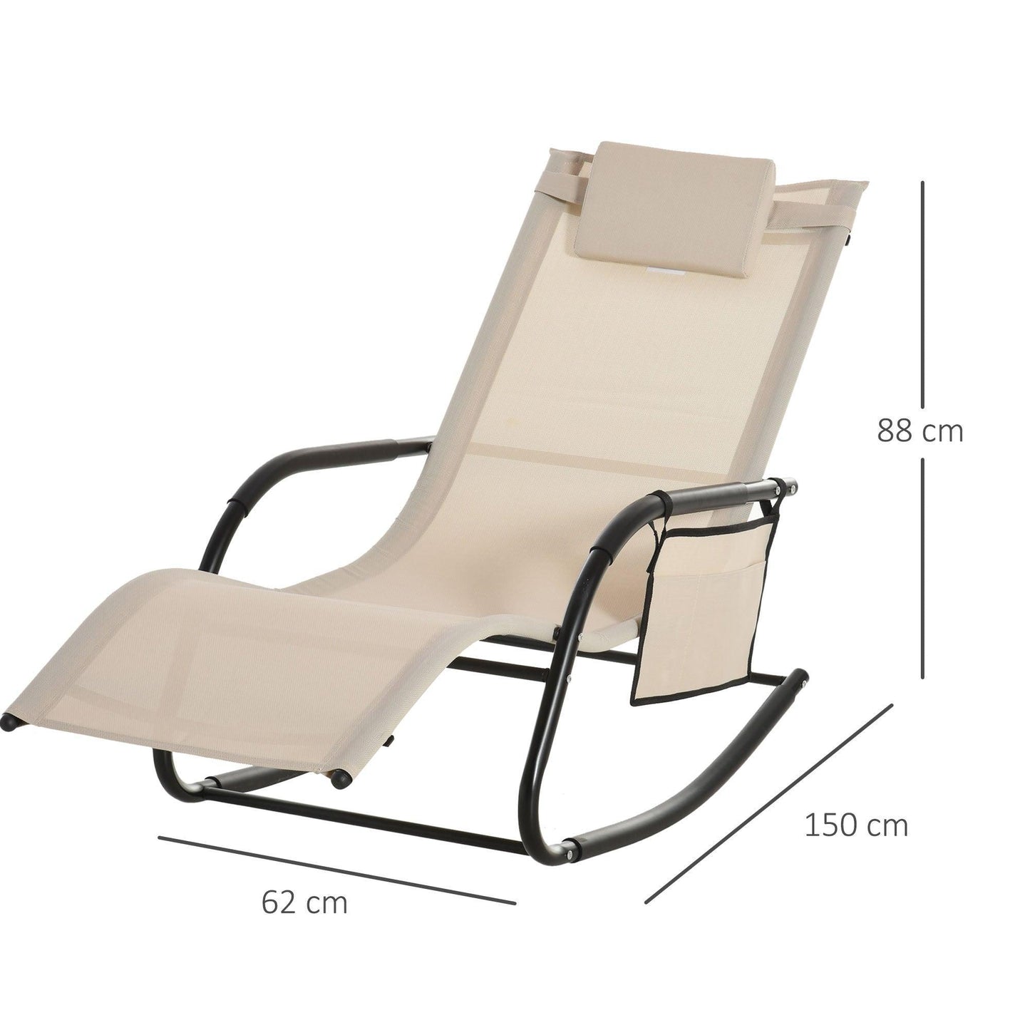 Outsunny Outdoor Rocking Chair with Removable Headrest - Cream White - ALL4U RETAILER LTD