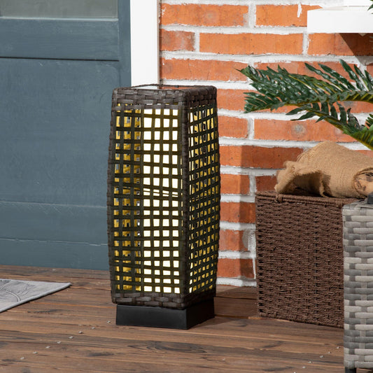 Outsunny Outdoor Solar Lantern: Grey PE Wicker Patio Garden Light - ALL4U RETAILER LTD