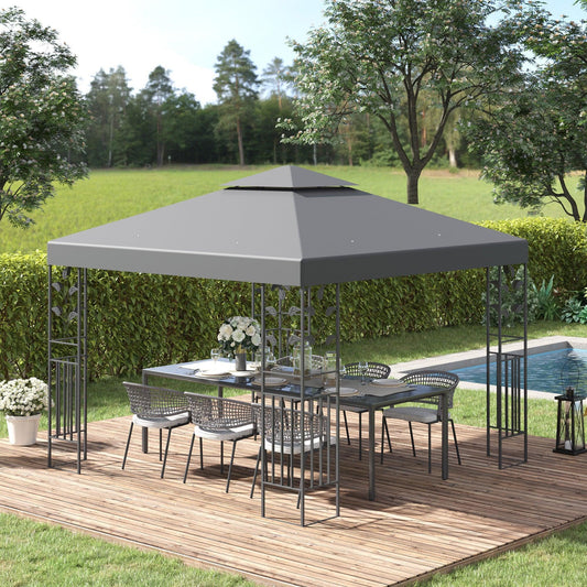 Outsunny Outdoor Steel Gazebo - Grey - ALL4U RETAILER LTD