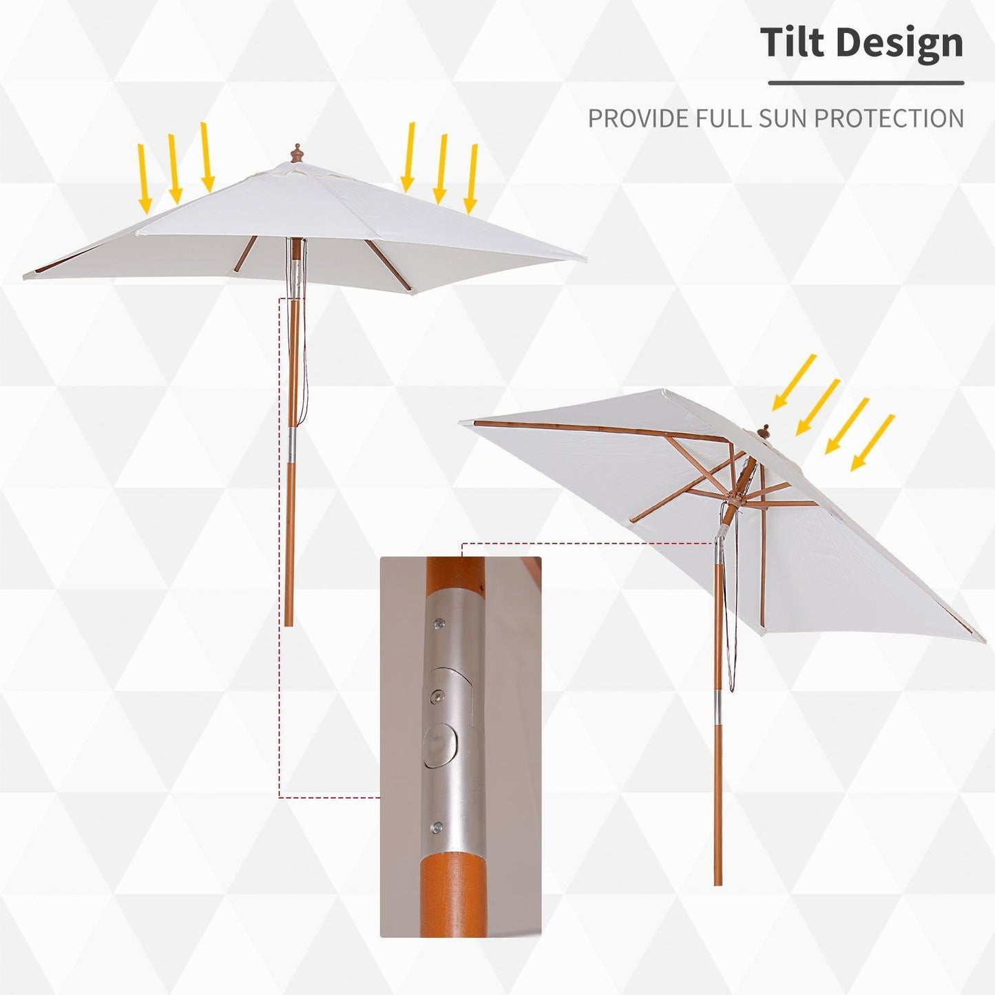 Outsunny Outdoor Sun Umbrella with Tilt Mechanism - Cream White - ALL4U RETAILER LTD