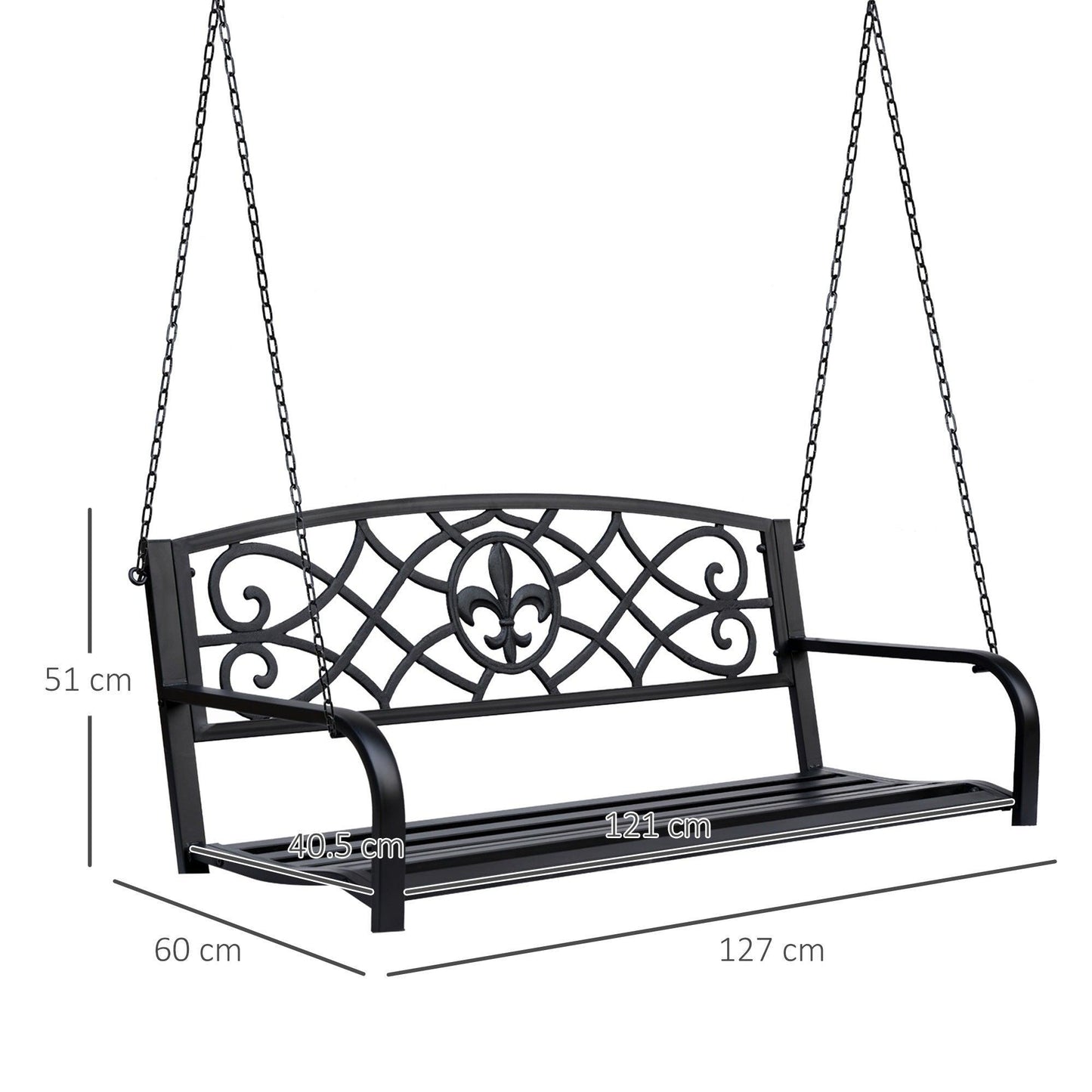 Outsunny Outdoor Swing Bench Seat for Yard, Deck, and Backyard - Black - ALL4U RETAILER LTD