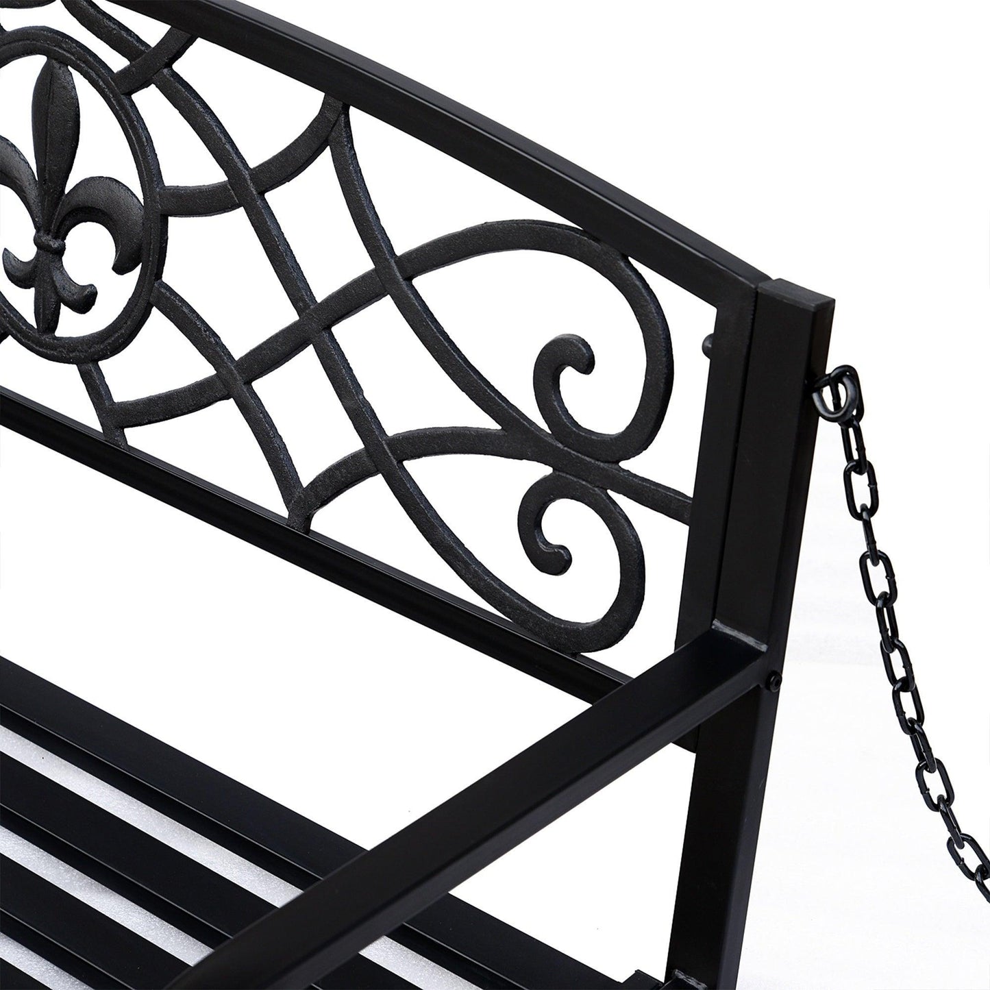 Outsunny Outdoor Swing Bench Seat for Yard, Deck, and Backyard - Black - ALL4U RETAILER LTD