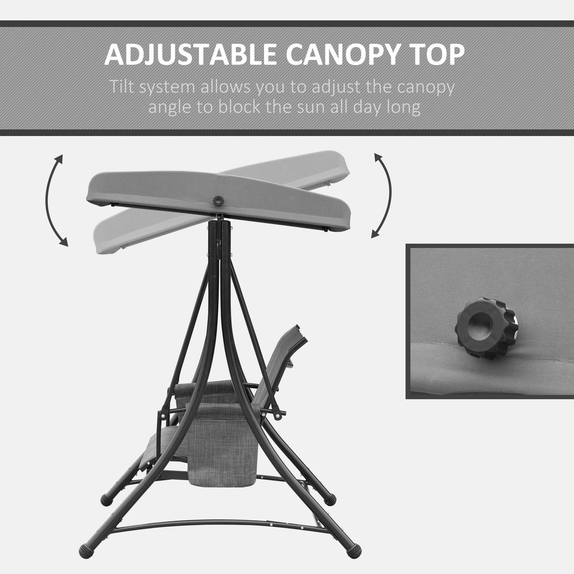 Outsunny Outdoor Swing Chair with Adjustable Canopy - ALL4U RETAILER LTD