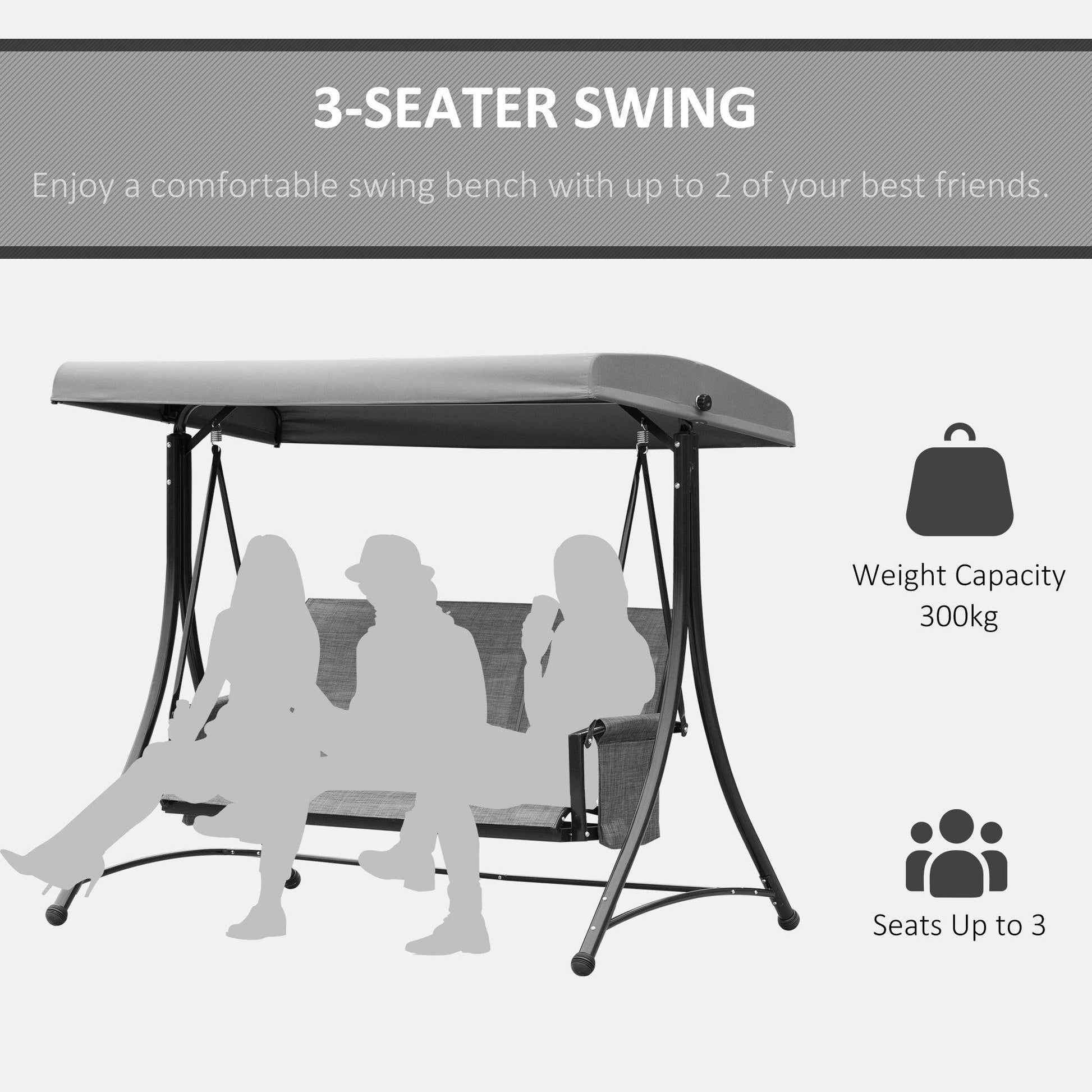 Outsunny Outdoor Swing Chair with Adjustable Canopy - ALL4U RETAILER LTD