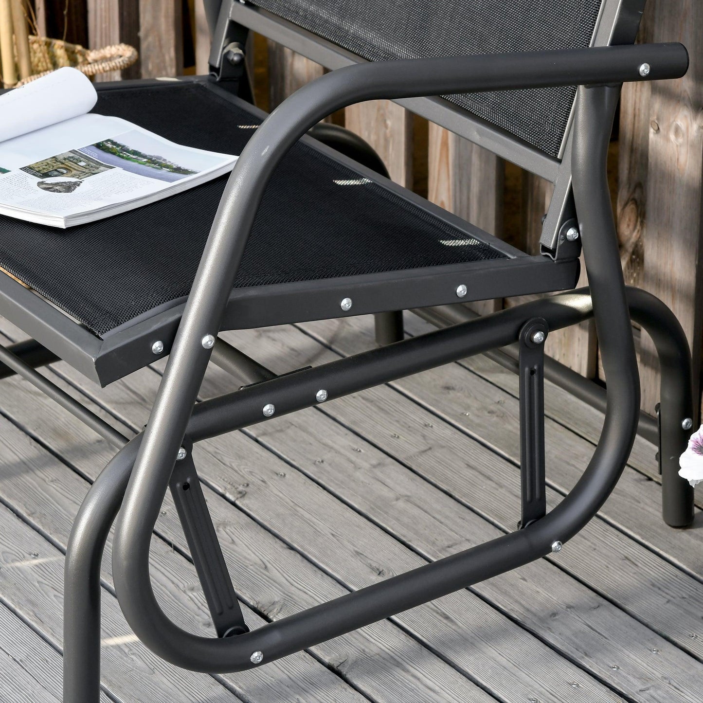 Outsunny Outdoor Swing Chair with Mesh Seat, Steel Frame| Dark Grey - ALL4U RETAILER LTD