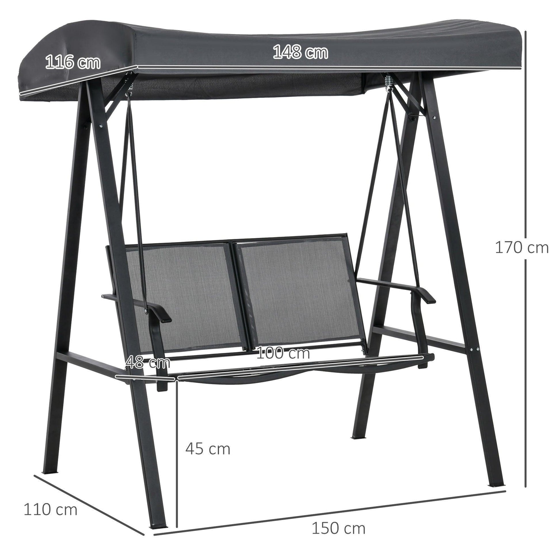 Outsunny Outdoor Swing Seat with Adjustable Canopy - ALL4U RETAILER LTD