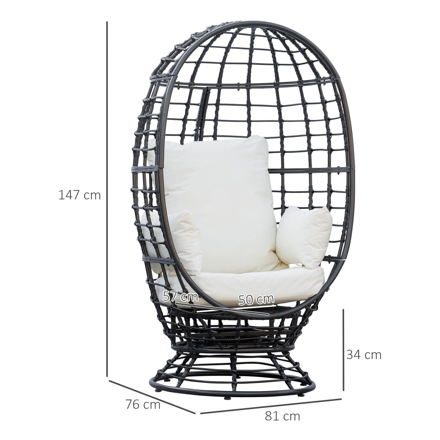 Outsunny Outdoor Swivel Egg Chair - Black - ALL4U RETAILER LTD