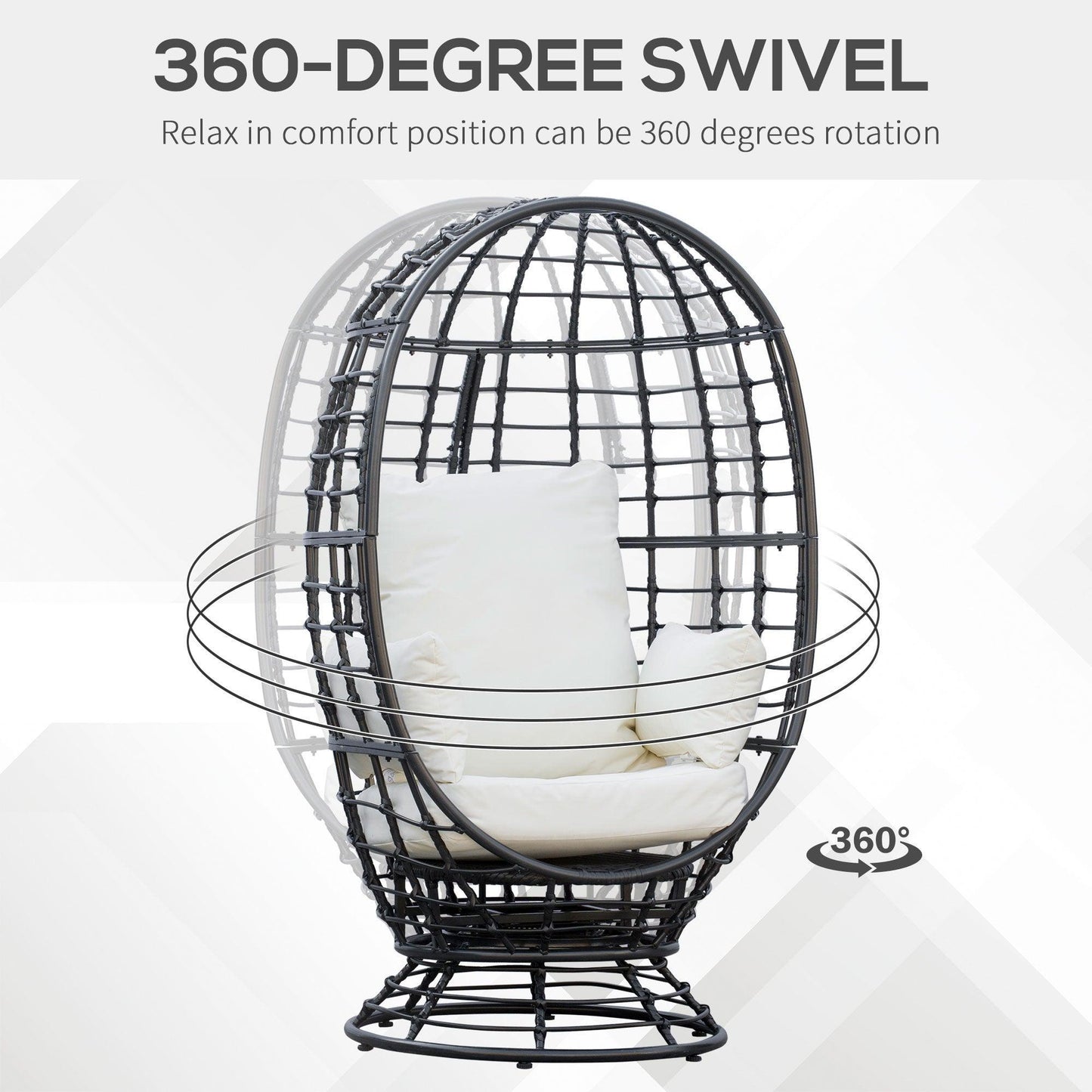 Outsunny Outdoor Swivel Egg Chair - Black - ALL4U RETAILER LTD