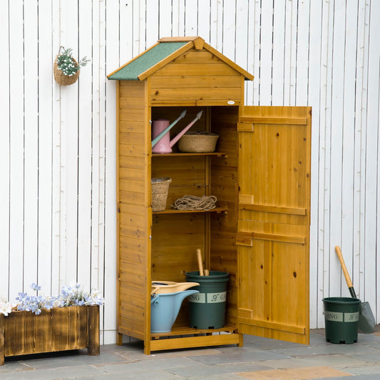 Outsunny Outdoor Utility Cabinet, Wooden Garden Shed - ALL4U RETAILER LTD